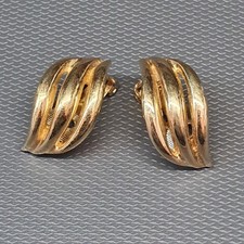 Authentique paire de boucle d'oreille vintage Christian Dior en métal doré #60