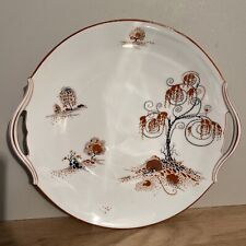 Ancien Plat À Gâteau 2 Anses En Porcelaine De Limoges Raynaud & Co Motif Arbres