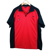 Hummel Sport Polo Shirt Homme XL Rouge Noir Polyester Manches Raglan Zip 1/4