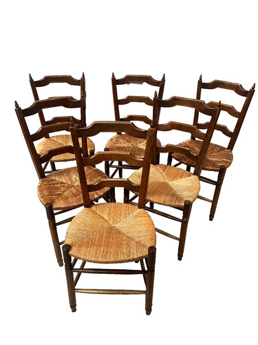 Suite six chaises rustiques - six,