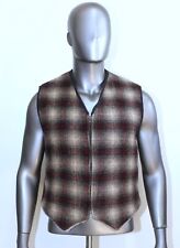 Vintage 1980s Plaid Wool Zipped Furred Vest WOOLRICH Size M Made in USA