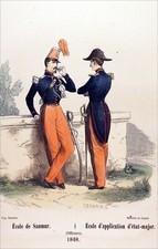 ÉCOLE de SAUMUR (CADRE NOIR) et ÉCOLE d'APPLICATION d'ÉTAT-MAJOR -Gravure 19e