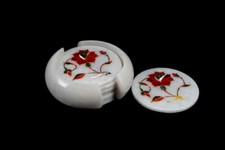 Marbre Coaster Set Incrustation Art Pietra Dura Pierre Artisanat
