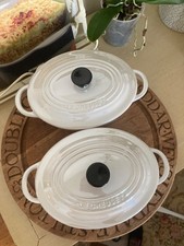 Rare mini cocottes blanches nacrées Le Creuset : casseroles à couvercle 17 cm - lot de 2