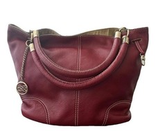 Sac Lancel " French Fair " en cuir grainé rouge bordeaux