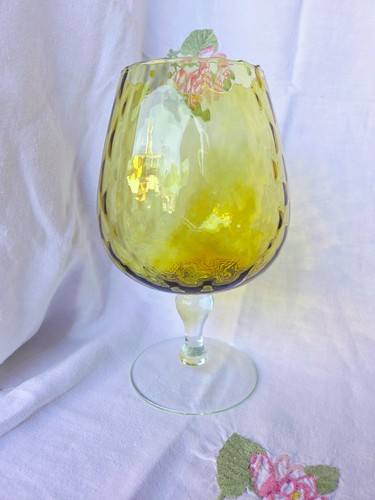Vase verre ballon jaune - , ambré