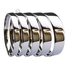 Bague De Mariage En Or Blanc 18 Carats Profil Plat Court 2, 2,5, 3, 4, 5, 6, 8mm