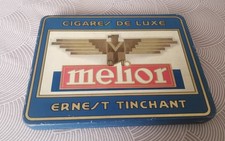 Boîte Tôle Lithographiée  Cigares de Luxe  " MELIOR Ernest Tinchant " Art Déco