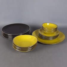 Lot Plat Porcelaine Ovales Royal Fine China Platinum Jewel Vert Et Noir Vintage