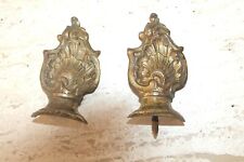 paire fronton embout tringle à rideau ancien en bronze plaque décor style LXV 