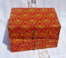 DUO de MEUBLES de COUTURE VINTAGES à 2 tiroirs et recouverts de TISSU vers 1940