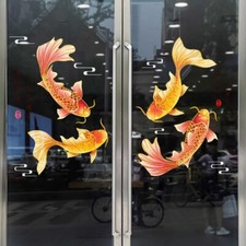 1 Set Carpe Koi Poisson Magasin Verre Porte Stickers Cuisine Balcon Fenêtre Déco