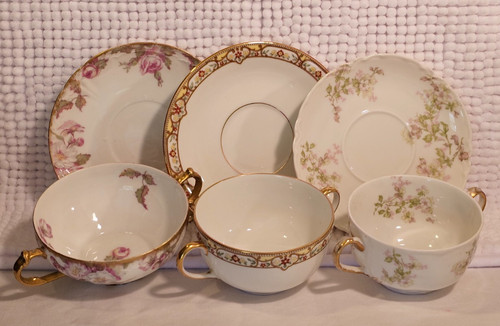 Bouillon cups saucers set - bouillon,
