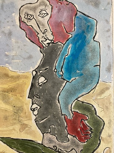 Lithographie litho rehaussée - litho,