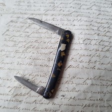 Couteau de Poche Ecaille Ecusson Ancien Milieu XIXè Knife 19thC