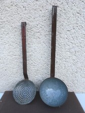 Ancienne louche et écumoire marron / Emaillés / Cuisine / Déco