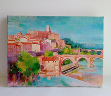 Tableau à l'huile contemporain / ville d'Albi
