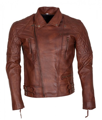 Blouson motard marron - de,