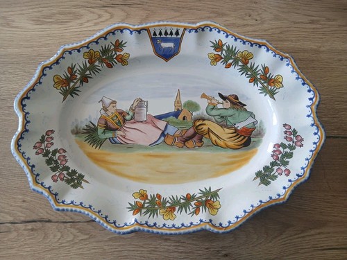 Ancien plat ovale faïence - ancien,
