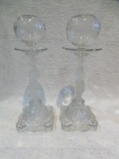 2 lampes de dentellière provençale verre moulé Jeanne d'arc h 28,6cm oil lamp