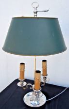Lampe bouillotte bronze argente abat-jour tôle peinte d'époque XXème 