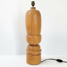 PIED DE LAMPE VINTAGE 1970 EN ORME BOIS TOURNé 70s SEVENTIES RETRO