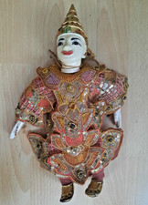 MARIONNETTE TRADITIONNELLE BIRMANE EN BOIS A FILS VINTAGE
