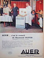 PUBLICITÉ PRESSE 1960 AUER CUISINIÈRE 3 FEUX TOUS GAZ CONSEIL DE RAYMOND OLIVER