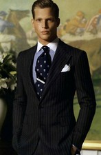 Hommes Noir Rayé Costume