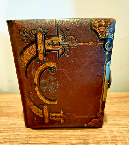 Ancien album photo - cuir, avec