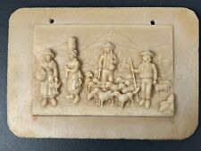 Plaque concrétion calcaire scène pastorale Auvergne Fontaine pétrifiante