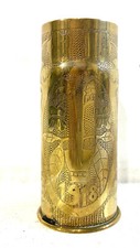 Ancien petit Vase en Laiton Artisanat de tranchées Art de soldat 1918 ww1