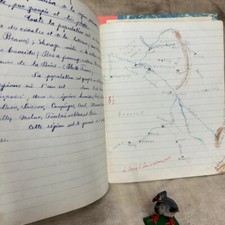 ? CAHIER D'ECRITURE  GÉOGRAPHIE ENFANT PAPIER RELIURE  BLEU SAUMON SCOLAIRE