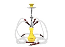 Narguile verre eau narguilé vente 4 tuyaux grandeur luxe shisha vase jaune