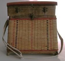 Tabouret de pêche vintage 50/60 osier rangement anse de transport dans son jus