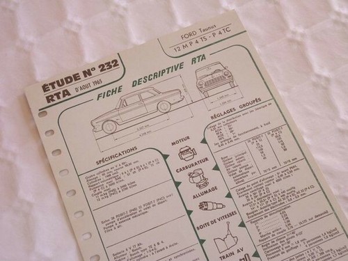 Fiche technique rta ford - rta,