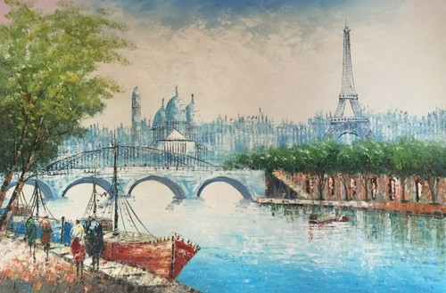 Original oil painting city - oil,