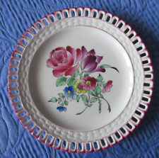 Assiette dessert Bord dentelle Lunéville K G Réverbère  rose tulipe D 18 cm