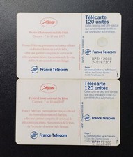 JOLIE VARIETE GROS DECALAGE DE NUMEROTATION SUR TELECARTE CANNES 120 UNITES 1997