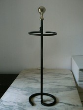 PORTE ACCESSOIRES CHEMINEE OU PARAPLUIES SUPPORT FER FORGE ET CUIVRE DE QUALITE