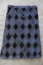 Jupe René Derhy en patchwork de daim 100 % cuir noir et marron T 36-38