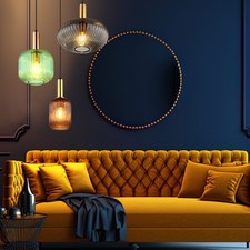 Lampe Suspendue Suspension Luminaire à Manger Rétro Laiton Vert Fumée 55x130cm