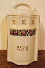 Vintage; ancien grand pot 20 cm / mesure à épices en faïence CAFÉ     C48