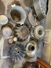 Lot Anciens Moules À Gâteaux Pâtisseries Fer Blanc 