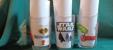 Verres publicitaires collection 3 pièces:Avengers, Starwars, les indestructibles