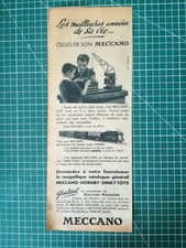 233 Publicité ancienne 1950 papa et fils grue sur bateau meccano