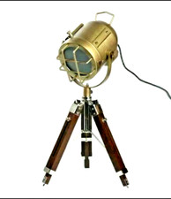 Ancien projecteur en laiton projecteur marin avec pied trépied lampe de table...