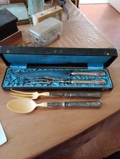Ménagère de couverts salade et à Gigot anciens art déco argent minerve écrin