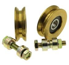 V50-8  Lot de 2 roues pour portail coulissant en acier avec rainure en V