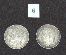 5 FRANCS ARGENT NAPOLEON 3 LAURE, LOT N°6 DE 2 PIECES, 1868BB ET 1869BB